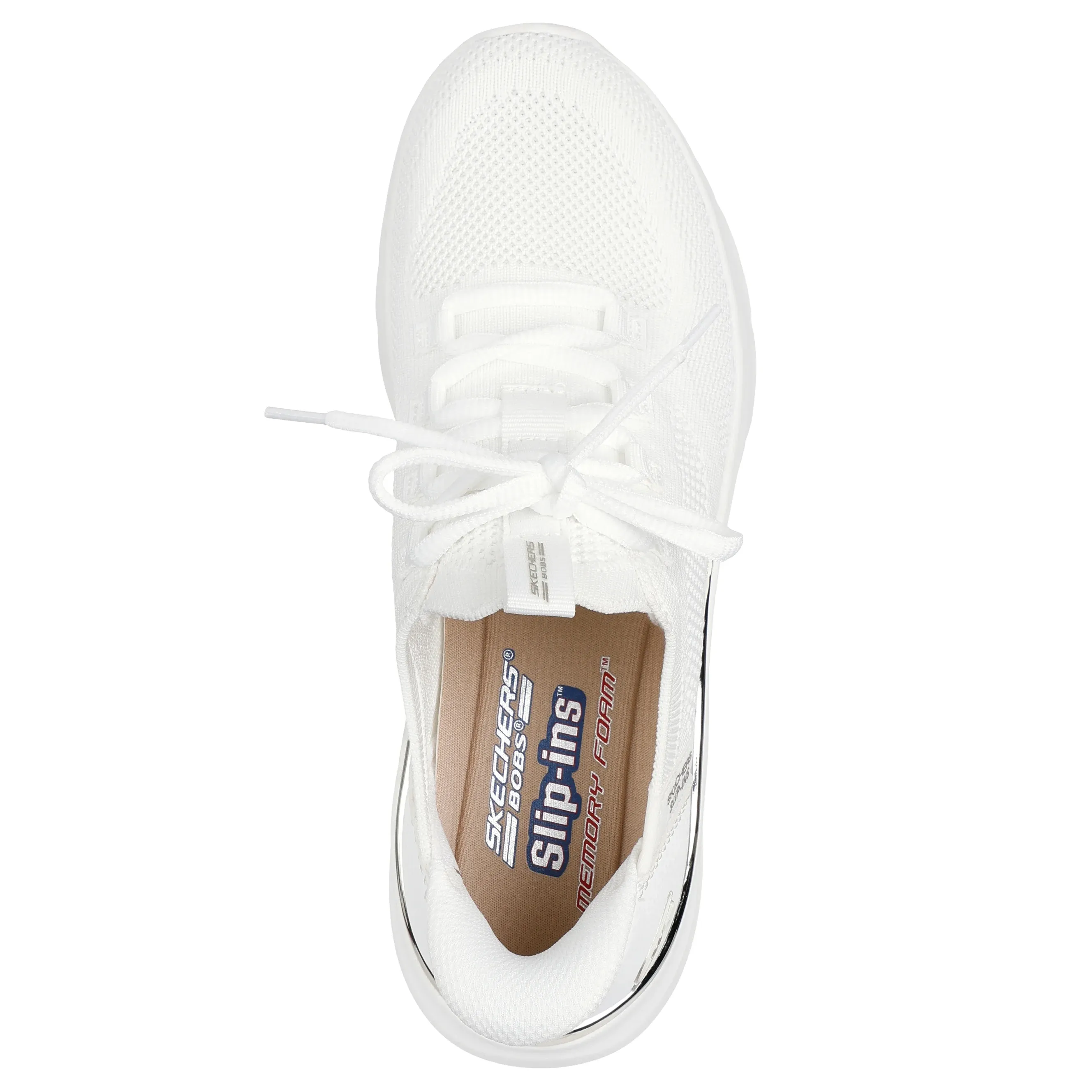 Tênis feminino Skechers Bobs B Love branco vista superior mostrando palmilha